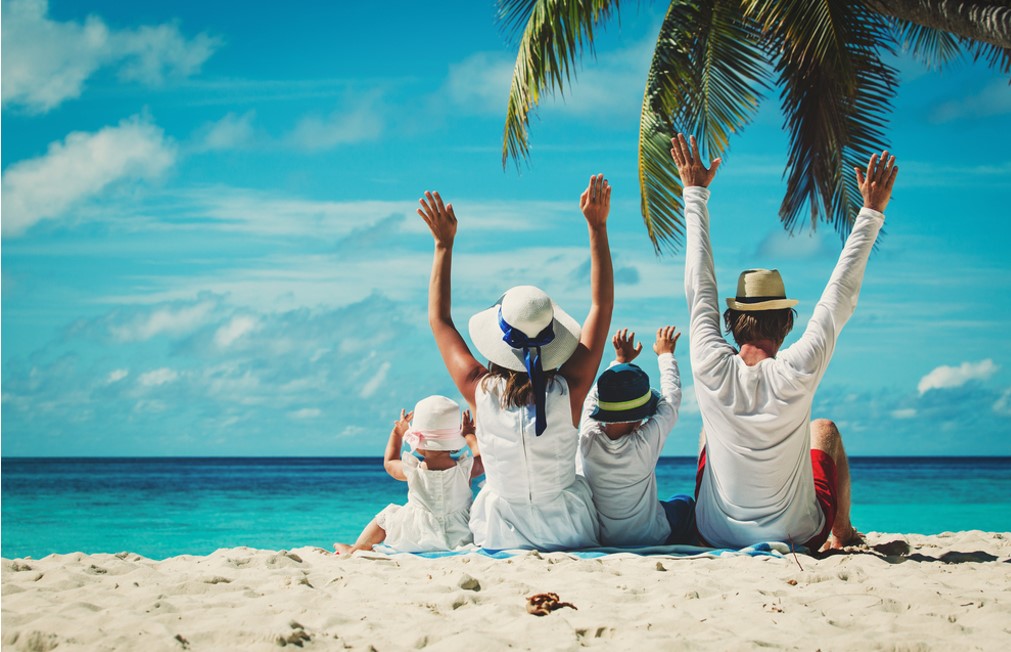 happy family in the beach