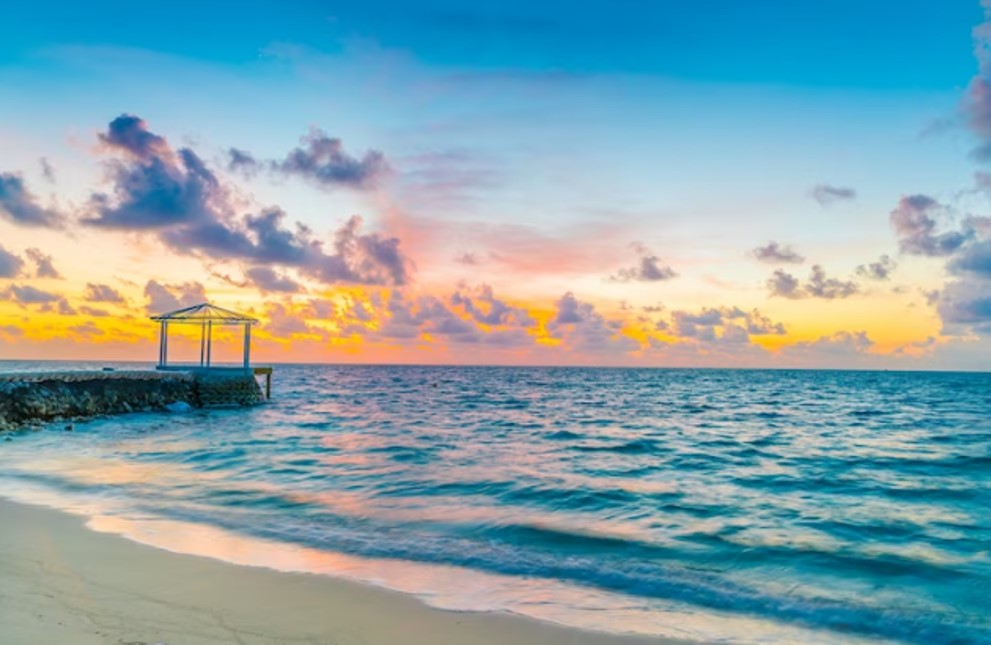 sandy beach at sunrise