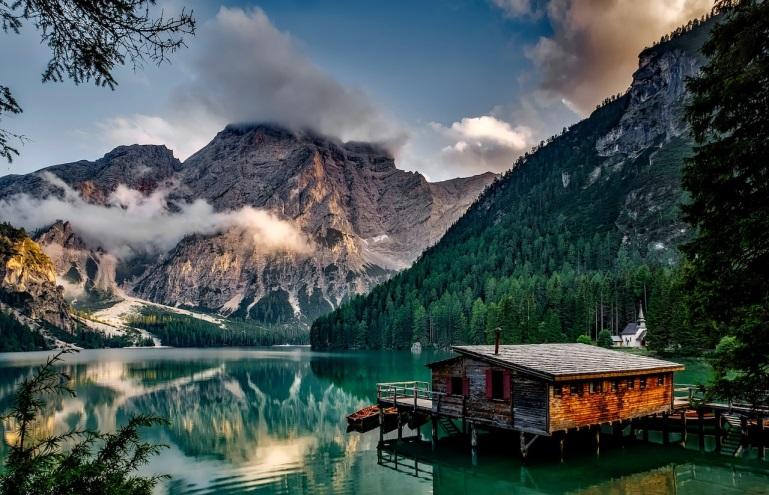 wooden cabin on a dock