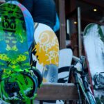 Assorted colorful snowboards